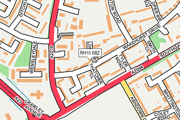 RH10 6BZ map - OS OpenMap – Local (Ordnance Survey)