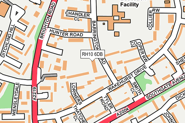 RH10 6DB map - OS OpenMap – Local (Ordnance Survey)