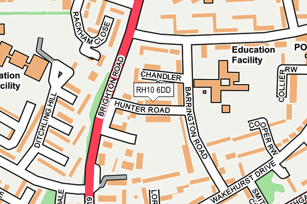 RH10 6DD map - OS OpenMap – Local (Ordnance Survey)