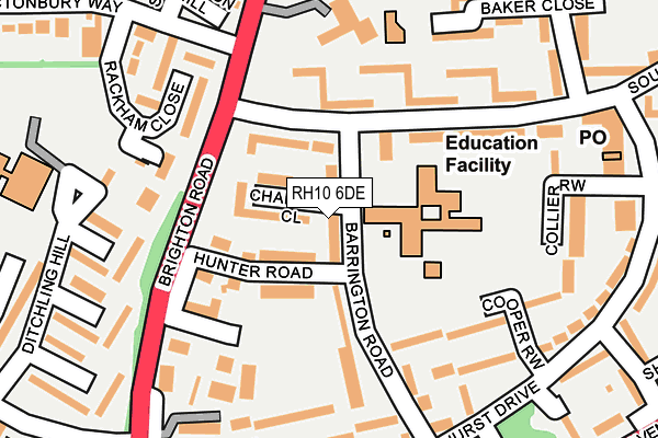 RH10 6DE map - OS OpenMap – Local (Ordnance Survey)