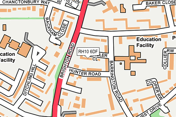 RH10 6DF map - OS OpenMap – Local (Ordnance Survey)
