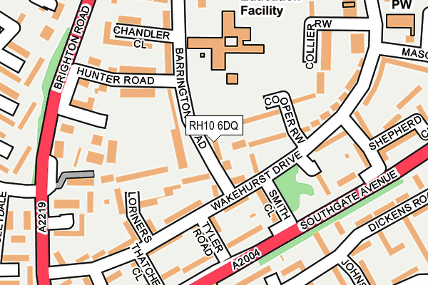 RH10 6DQ map - OS OpenMap – Local (Ordnance Survey)