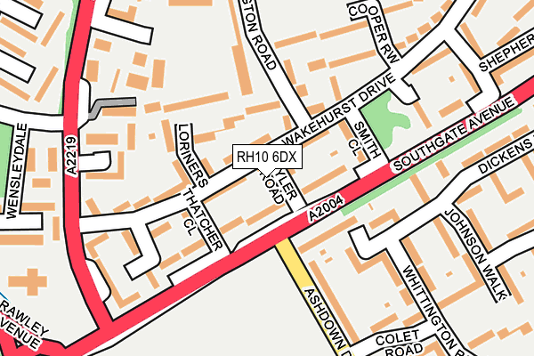 RH10 6DX map - OS OpenMap – Local (Ordnance Survey)