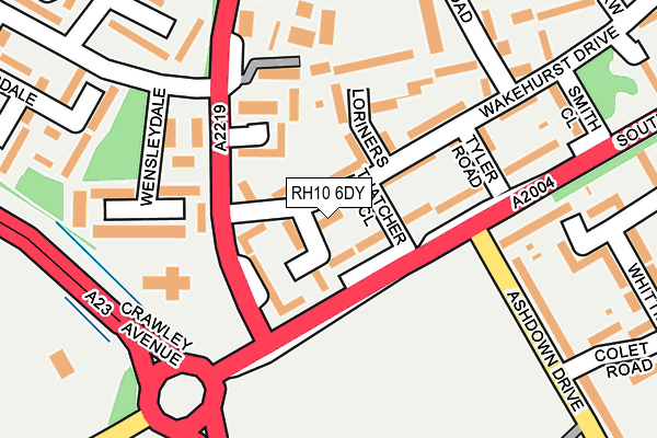 RH10 6DY map - OS OpenMap – Local (Ordnance Survey)