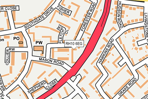 RH10 6EG map - OS OpenMap – Local (Ordnance Survey)