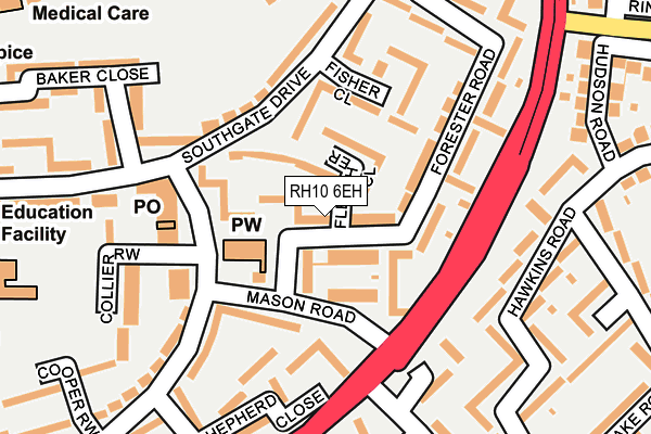 RH10 6EH map - OS OpenMap – Local (Ordnance Survey)