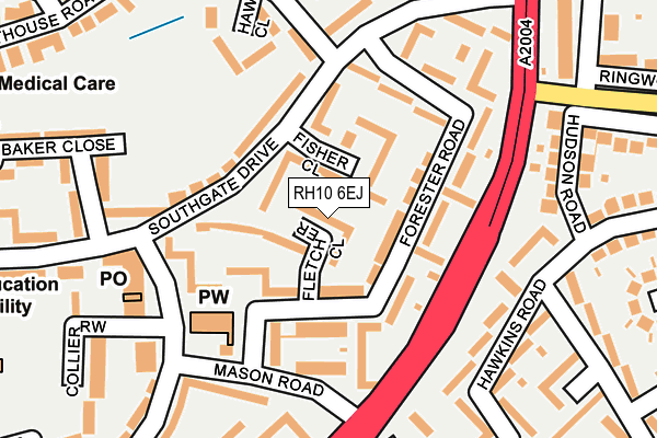 RH10 6EJ map - OS OpenMap – Local (Ordnance Survey)