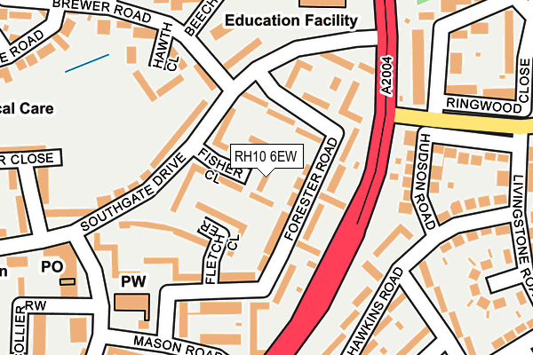 RH10 6EW map - OS OpenMap – Local (Ordnance Survey)