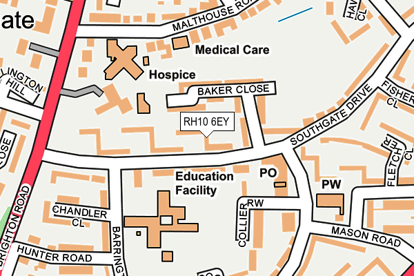 RH10 6EY map - OS OpenMap – Local (Ordnance Survey)