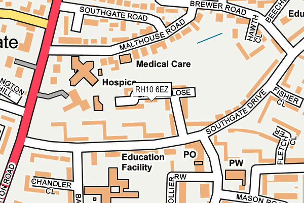 RH10 6EZ map - OS OpenMap – Local (Ordnance Survey)