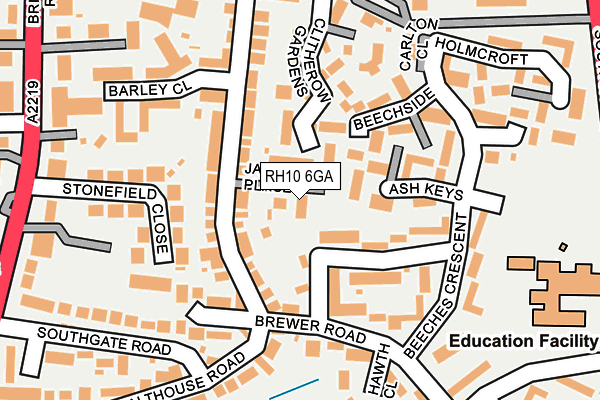 RH10 6GA map - OS OpenMap – Local (Ordnance Survey)