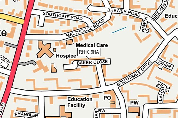 RH10 6HA map - OS OpenMap – Local (Ordnance Survey)