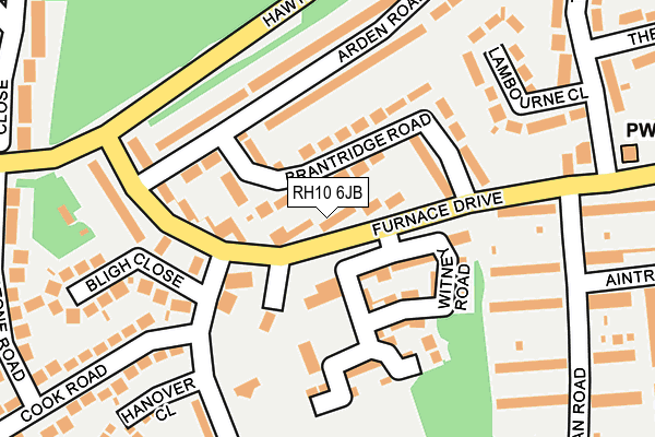 RH10 6JB map - OS OpenMap – Local (Ordnance Survey)