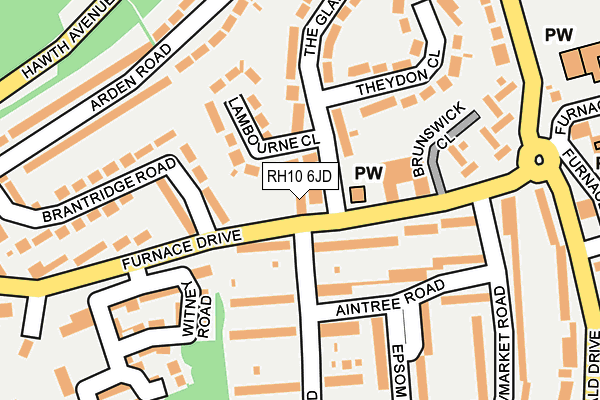RH10 6JD map - OS OpenMap – Local (Ordnance Survey)