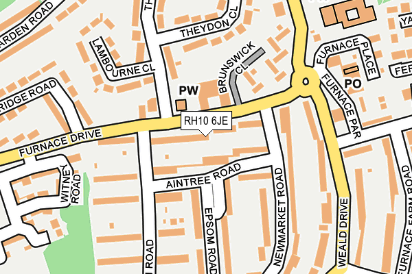 RH10 6JE map - OS OpenMap – Local (Ordnance Survey)