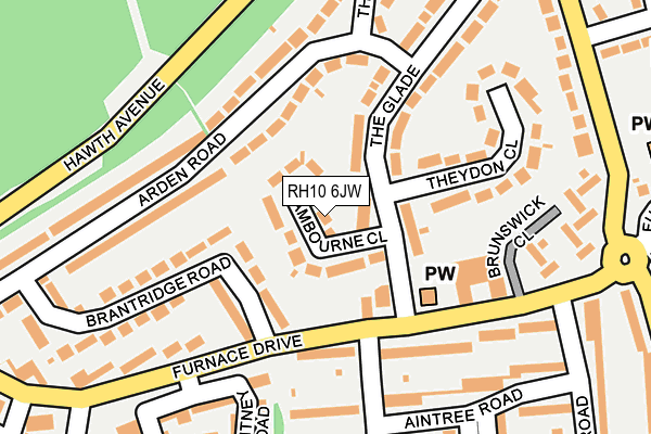 RH10 6JW map - OS OpenMap – Local (Ordnance Survey)