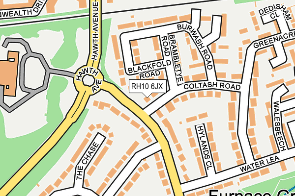 RH10 6JX map - OS OpenMap – Local (Ordnance Survey)