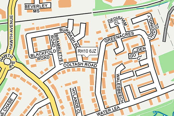 RH10 6JZ map - OS OpenMap – Local (Ordnance Survey)
