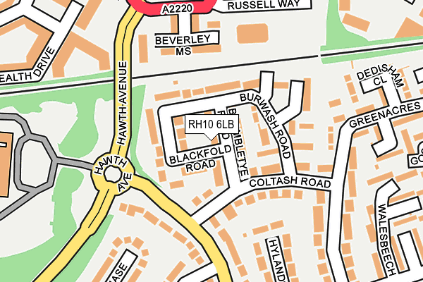 RH10 6LB map - OS OpenMap – Local (Ordnance Survey)
