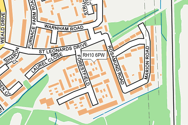 RH10 6PW map - OS OpenMap – Local (Ordnance Survey)