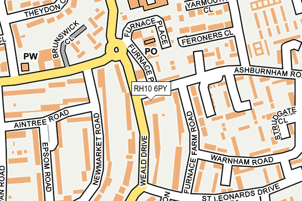 RH10 6PY map - OS OpenMap – Local (Ordnance Survey)