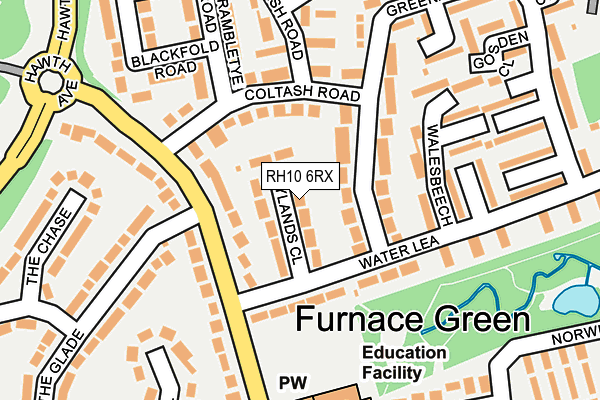 RH10 6RX map - OS OpenMap – Local (Ordnance Survey)