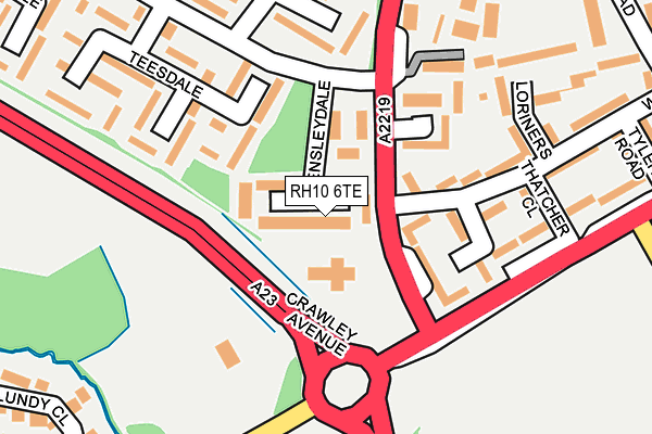 RH10 6TE map - OS OpenMap – Local (Ordnance Survey)