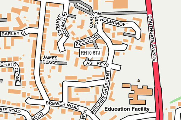 RH10 6TJ map - OS OpenMap – Local (Ordnance Survey)