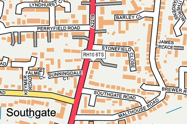 RH10 6TS map - OS OpenMap – Local (Ordnance Survey)