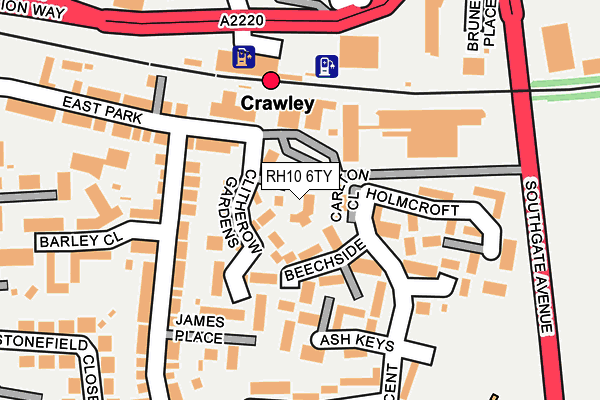 RH10 6TY map - OS OpenMap – Local (Ordnance Survey)