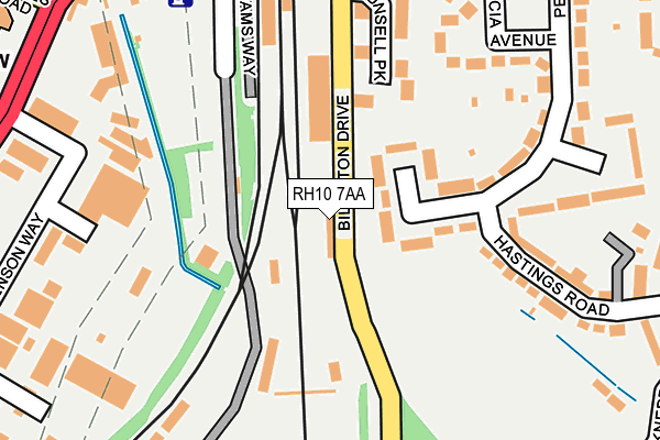 RH10 7AA map - OS OpenMap – Local (Ordnance Survey)
