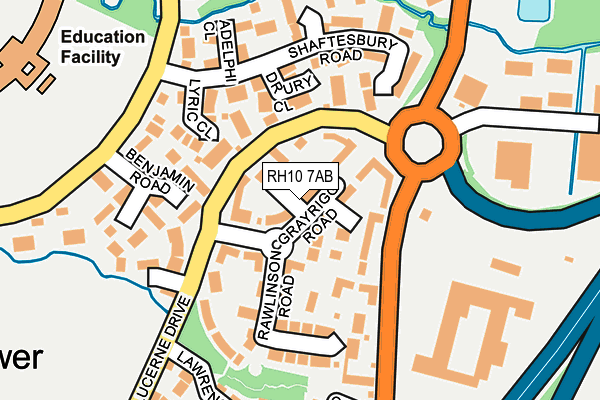 RH10 7AB map - OS OpenMap – Local (Ordnance Survey)