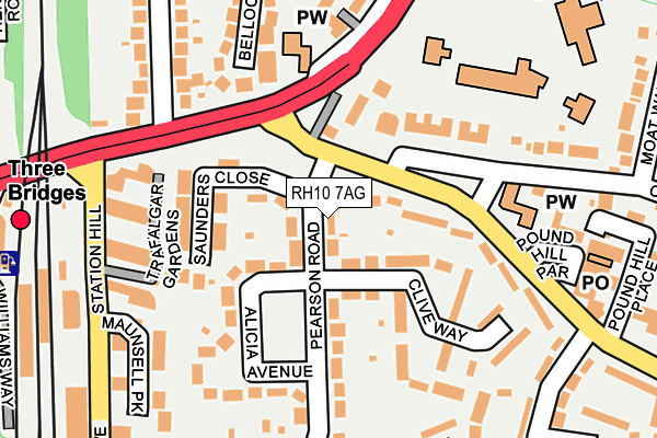 RH10 7AG map - OS OpenMap – Local (Ordnance Survey)