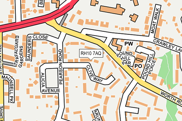 RH10 7AQ map - OS OpenMap – Local (Ordnance Survey)