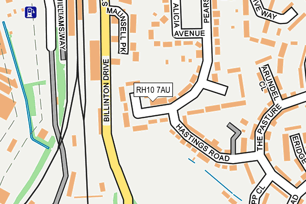 RH10 7AU map - OS OpenMap – Local (Ordnance Survey)