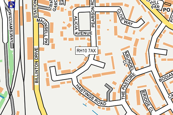 RH10 7AX map - OS OpenMap – Local (Ordnance Survey)
