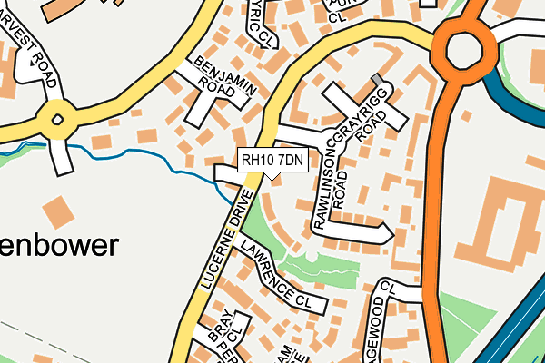 RH10 7DN map - OS OpenMap – Local (Ordnance Survey)