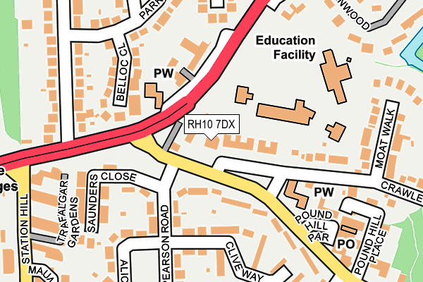 RH10 7DX map - OS OpenMap – Local (Ordnance Survey)