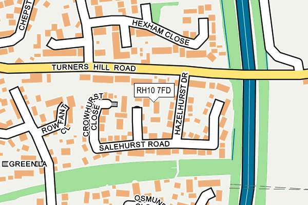 RH10 7FD map - OS OpenMap – Local (Ordnance Survey)