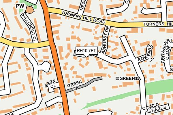 RH10 7FT map - OS OpenMap – Local (Ordnance Survey)