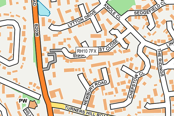 RH10 7FX map - OS OpenMap – Local (Ordnance Survey)