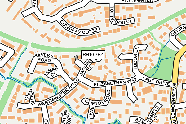 RH10 7FZ map - OS OpenMap – Local (Ordnance Survey)