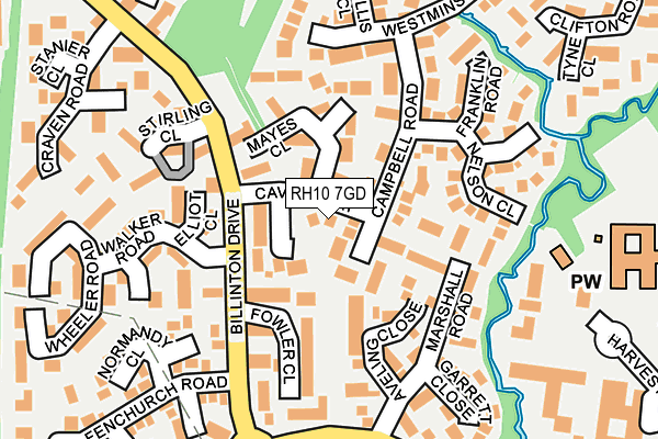 RH10 7GD map - OS OpenMap – Local (Ordnance Survey)