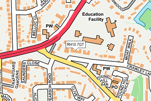 RH10 7GT map - OS OpenMap – Local (Ordnance Survey)