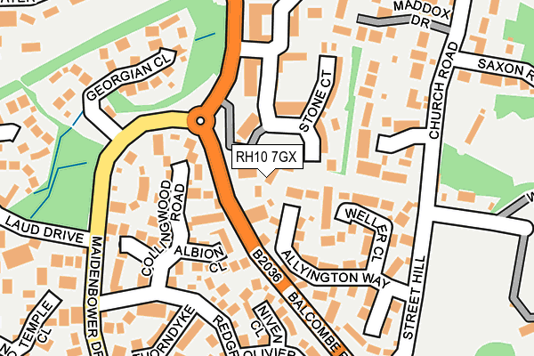 RH10 7GX map - OS OpenMap – Local (Ordnance Survey)