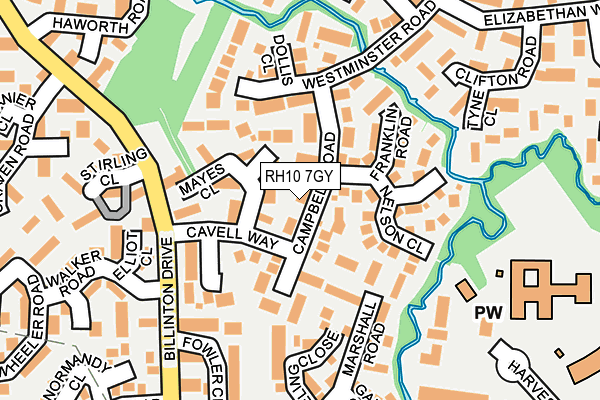 RH10 7GY map - OS OpenMap – Local (Ordnance Survey)