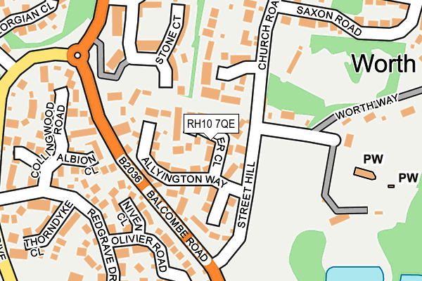 RH10 7QE map - OS OpenMap – Local (Ordnance Survey)