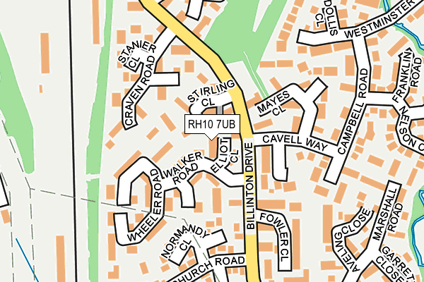 RH10 7UB map - OS OpenMap – Local (Ordnance Survey)