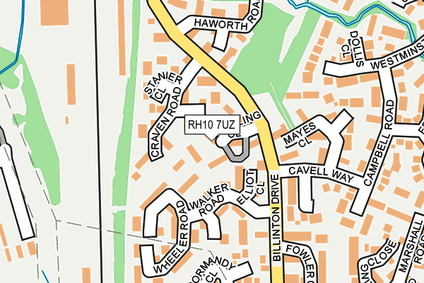 RH10 7UZ map - OS OpenMap – Local (Ordnance Survey)