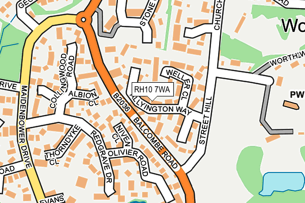 RH10 7WA map - OS OpenMap – Local (Ordnance Survey)